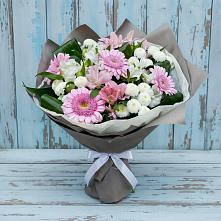 Букет цветов из:  Герберы, Альстромерии и Хризантемы в Геймановской