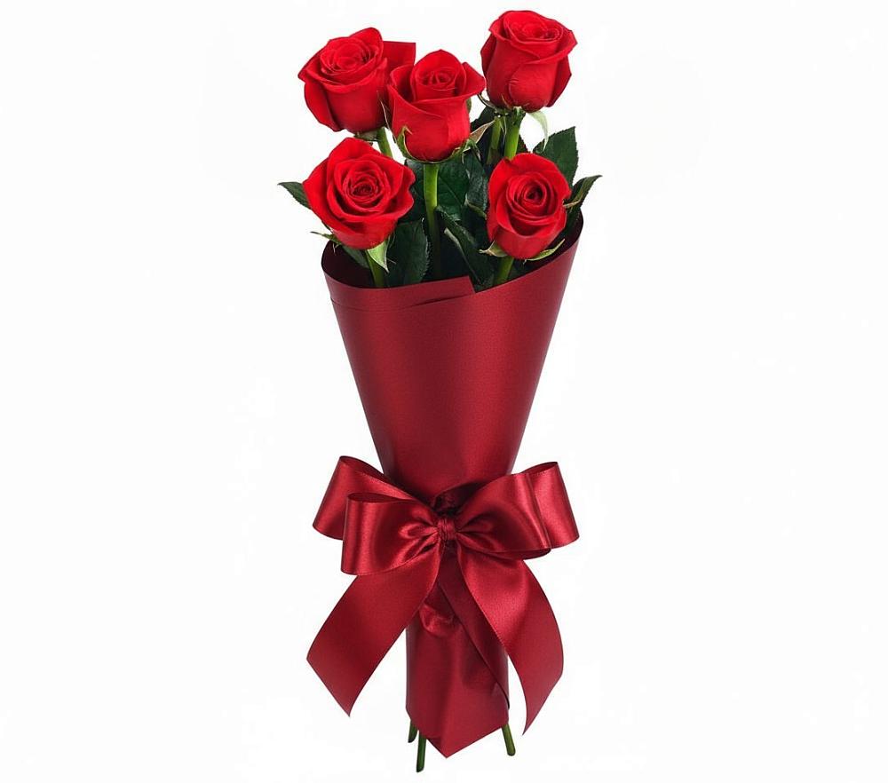 Букет 5 Красных роз Эдлесс Лав в Геймановской