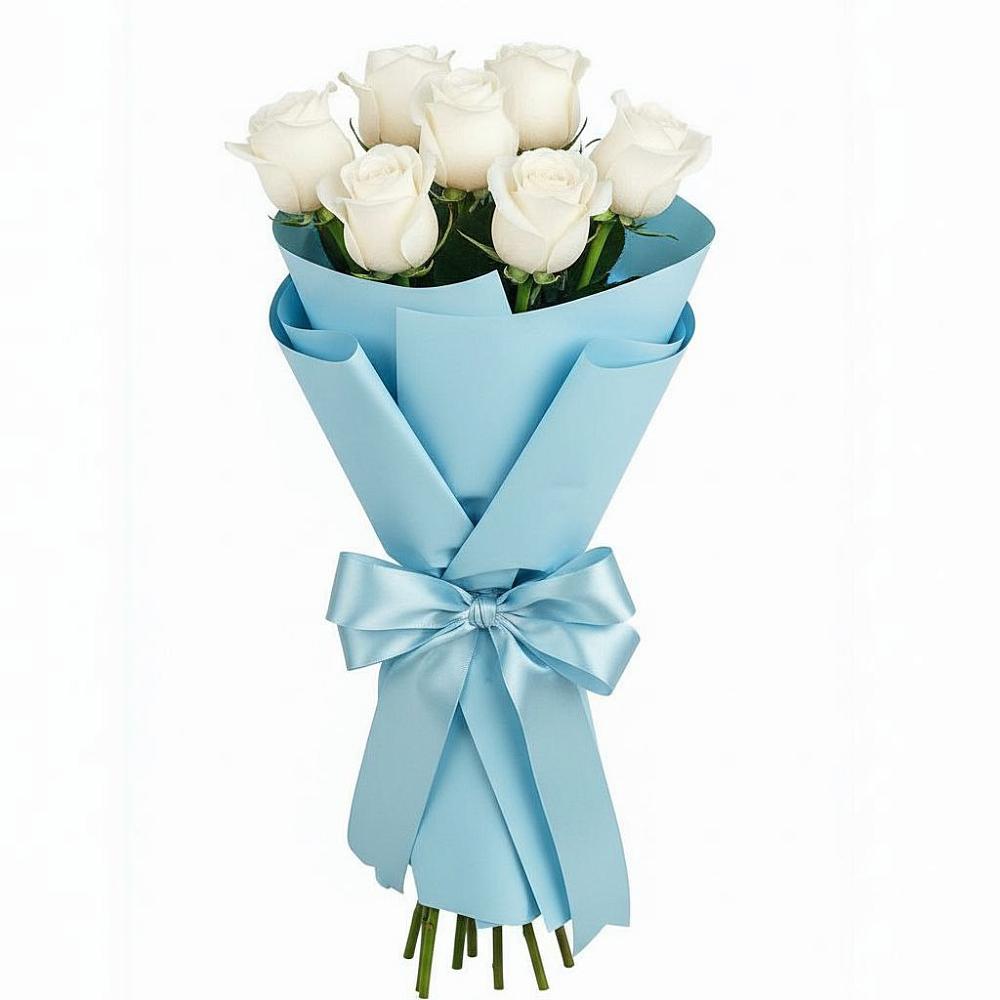 Букет 7 белых роз Проуд в Геймановской