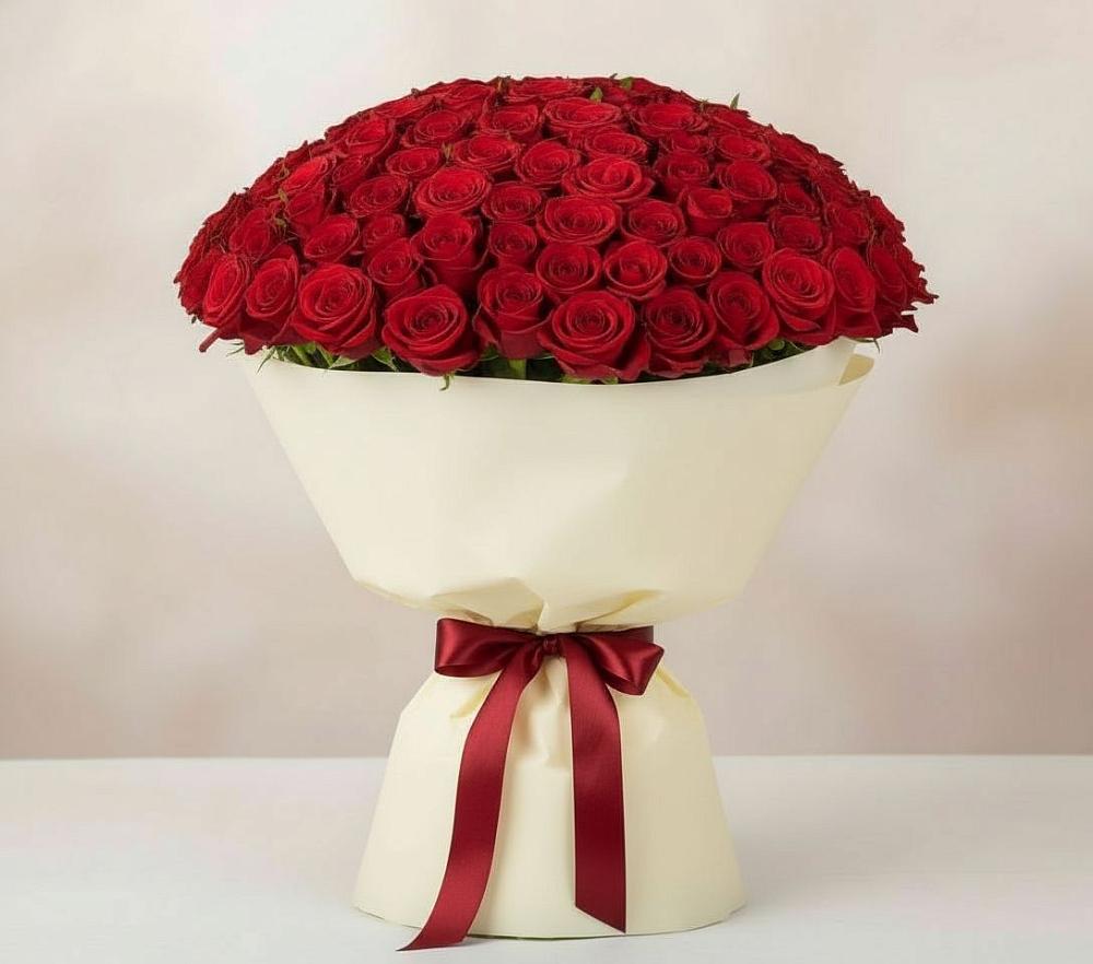 Букет 101 Красная роза Милано в Геймановской