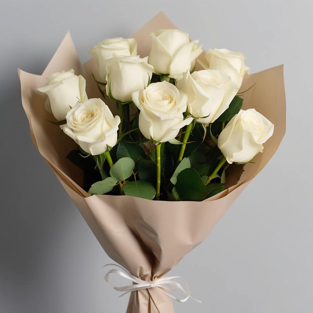 Букет 9 Белых роз Эдлесс Лав в Геймановской