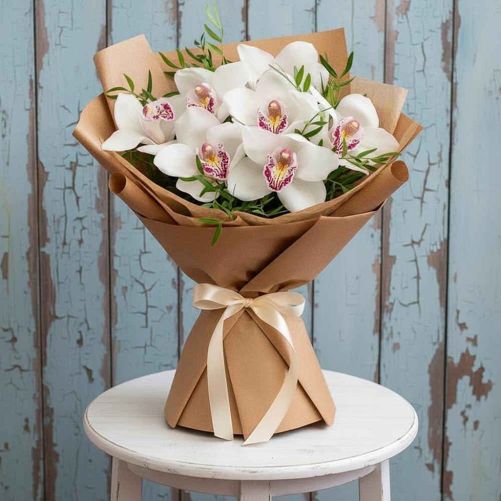 Букет цветов из: Орхидеи и Розы в Геймановской