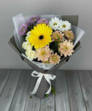 Букет цветов из:  Розы, Герберы и Хризантемы в Геймановской
