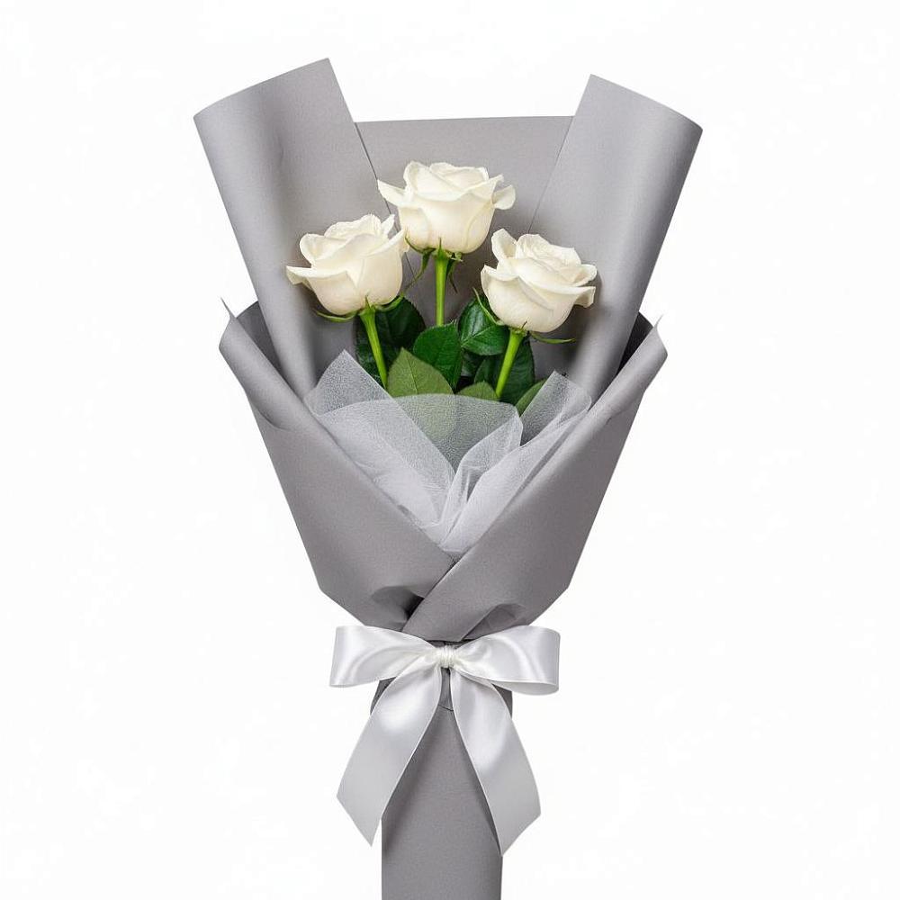 Букет 3 белые розы в Геймановской