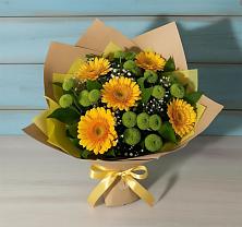 Букет цветов из:  Герберы и Хризантемы в Геймановской