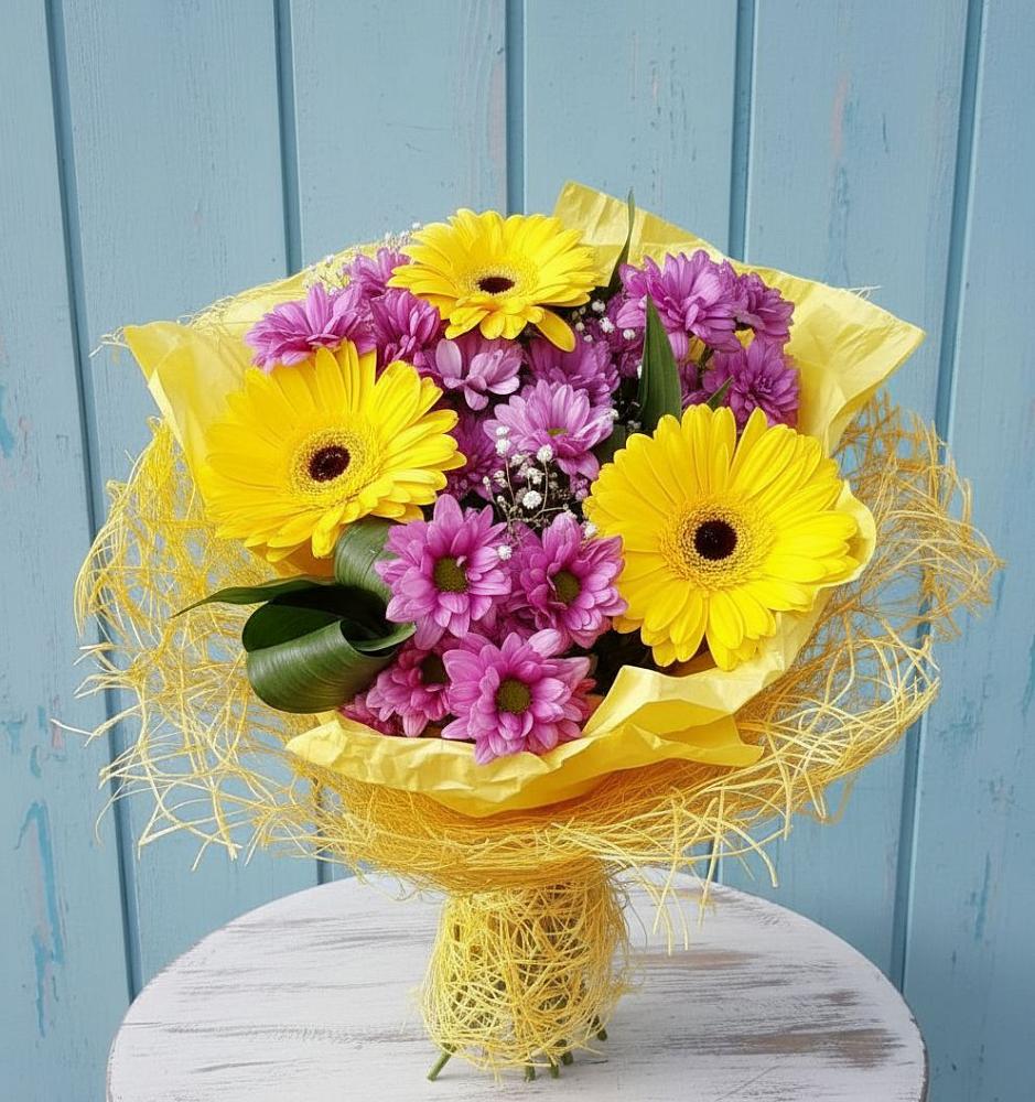 Букет цветов из: Хризантемы и Герберы в Геймановской