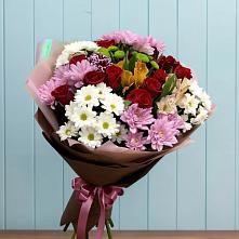 Букет цветов из:  Розы, Хризантемы и Альстромерии в Геймановской