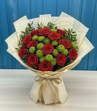 Букет цветов из:  Розы и Хризантемы в Геймановской