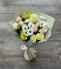 Букет цветов из:  Альстромерии, Розы и Хризантемы в Геймановской