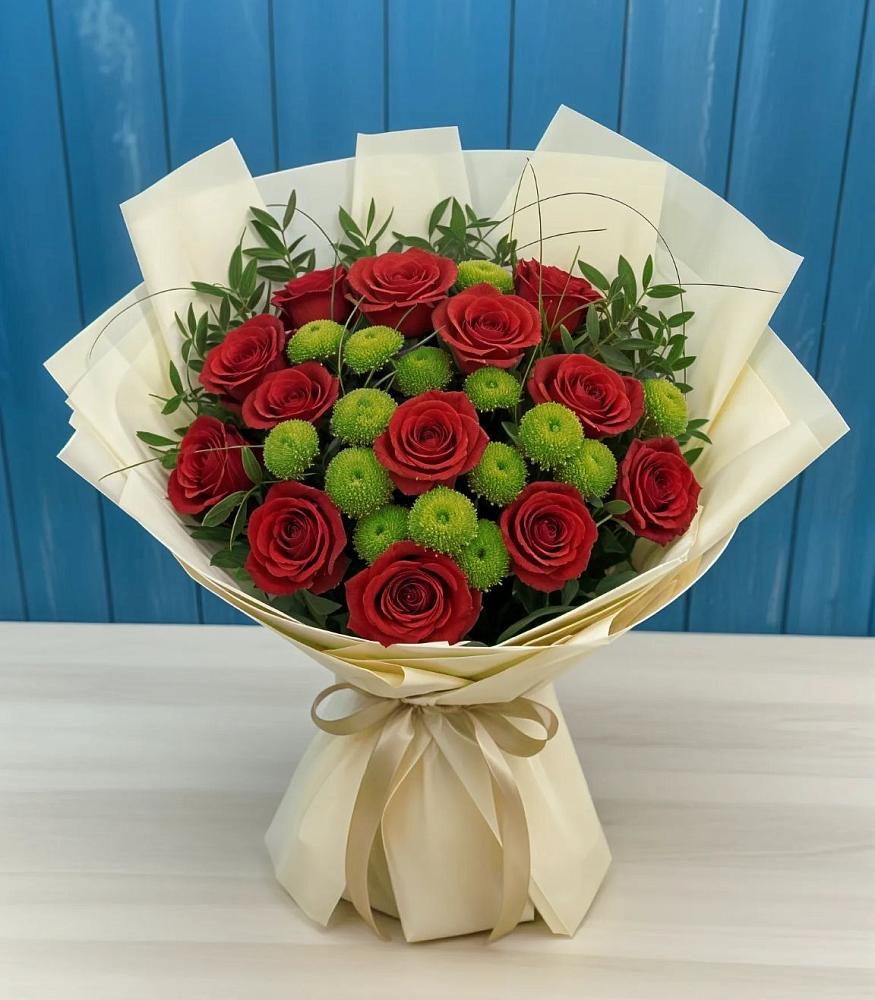 Букет цветов из: Розы и Хризантемы в Геймановской